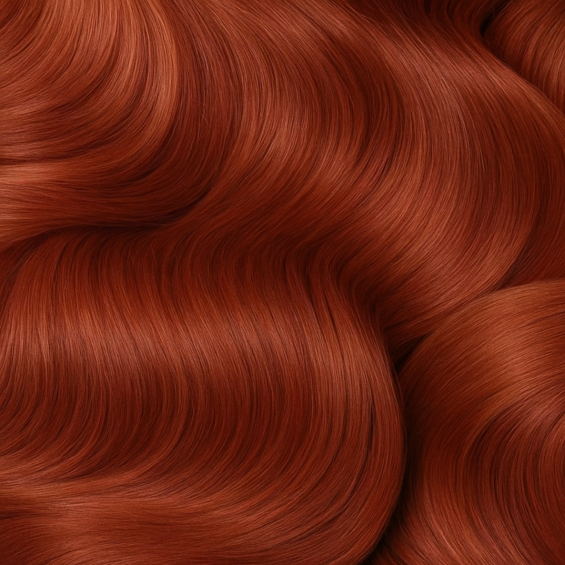 Glossy, voluminous auburn waves after a professional blow dry
