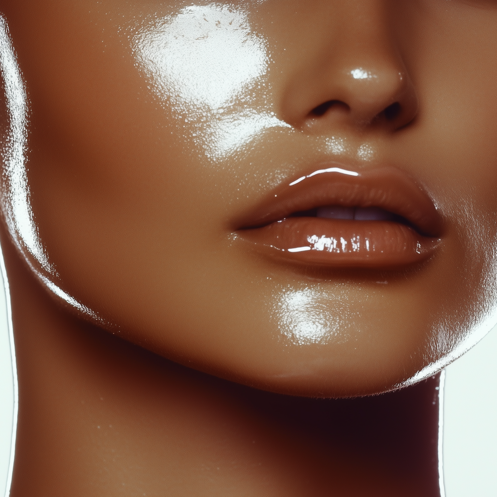 Close-up of glowing, dewy skin after an at-home facial treatment