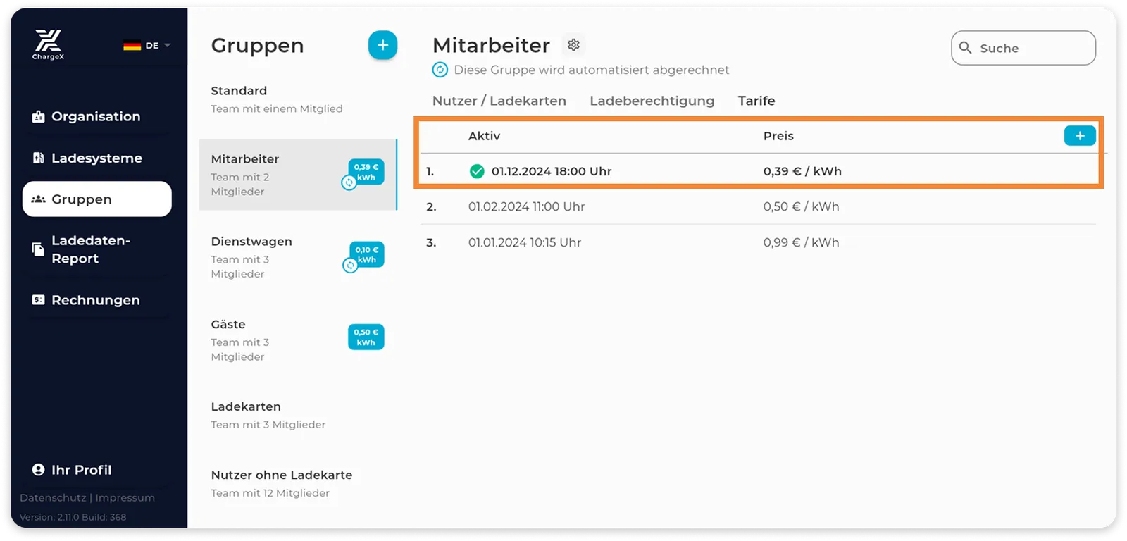 Monatliche Abrechnung Admin
