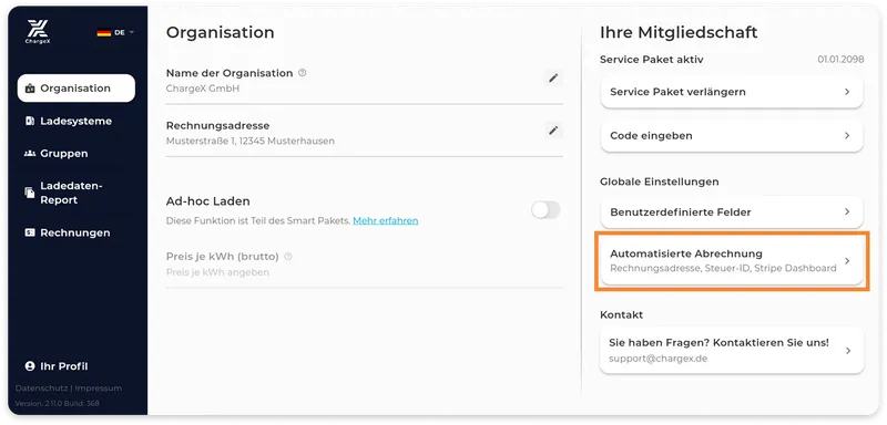 Onboarding mit Stripe
