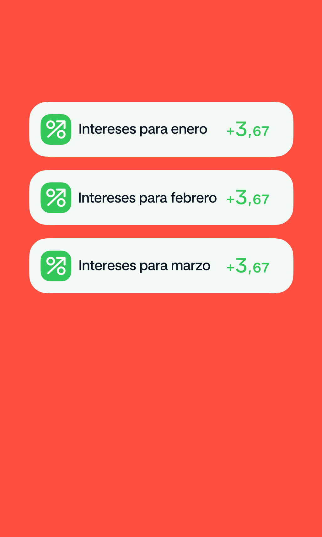 Interfaz de la aplicación de Monzo que muestra los intereses mensuales pagados sobre los ahorros.