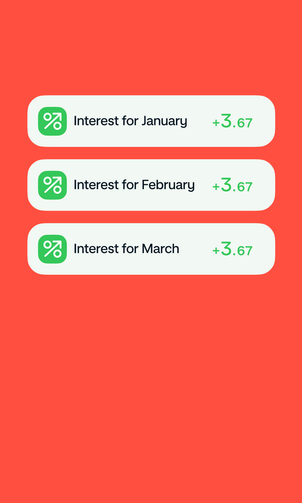 The Monzo app showing interest paid into savings each month.