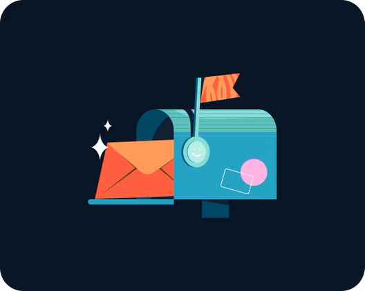 Illustration of a letter in a postpox with a raise flag