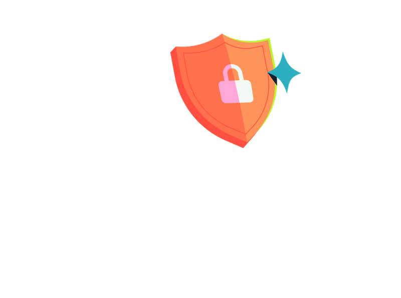 Illustration of a shield with a padlock, representing protection