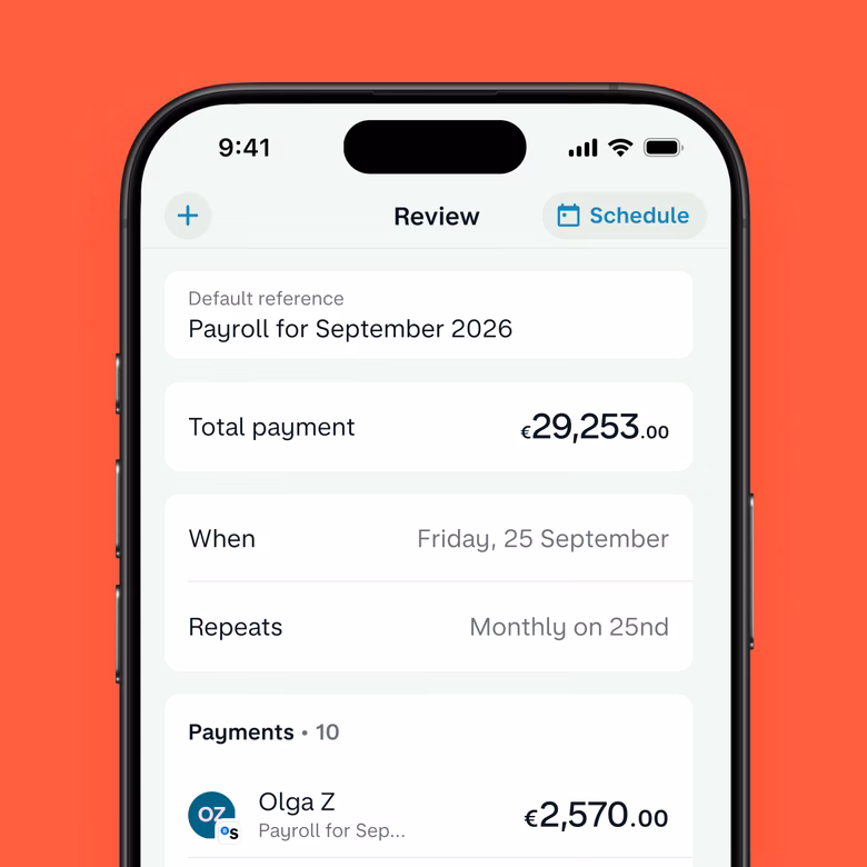 Phone showing a Monzo Business payment and transaction screen.
