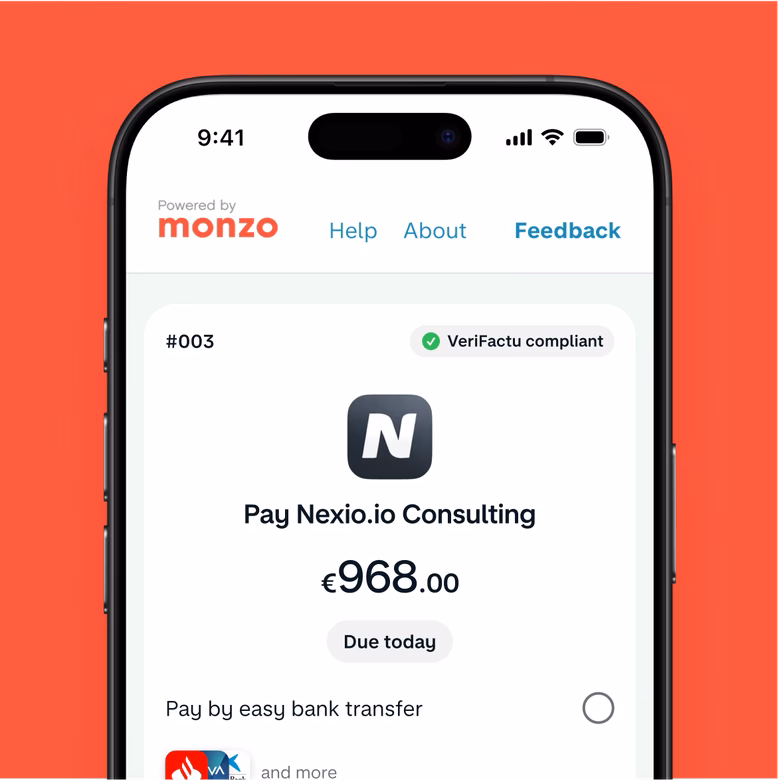 Primer plano de una transacción de Monzo