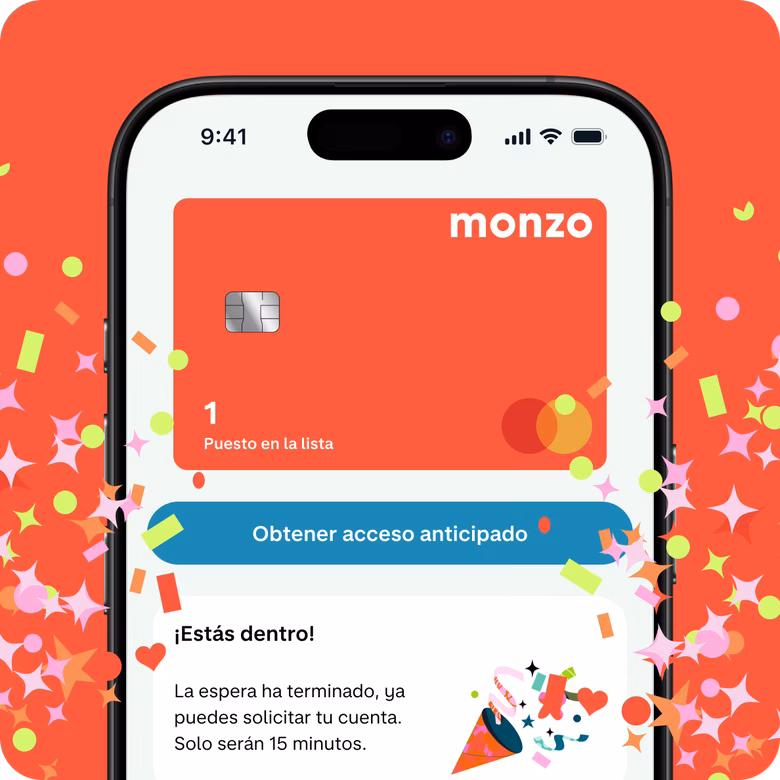 Teléfono mostrando una invitación para unirse al acceso anticipado de Monzo.