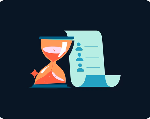 hourglass and a list on paper 