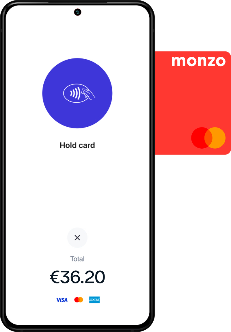 Illustration of a contactless card being tapped on an Android phone showing the contactless symbol.