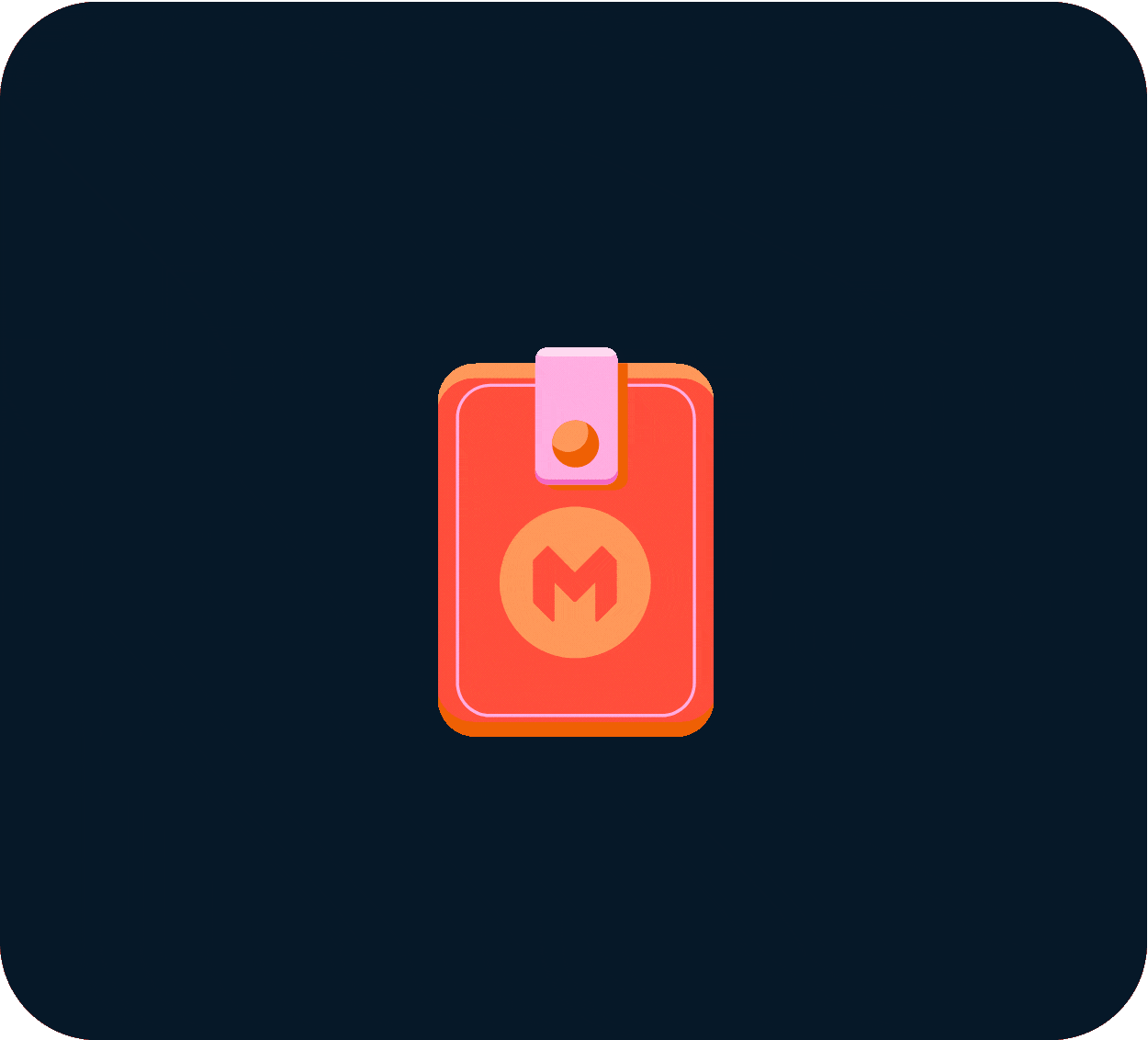 Animated illustration of a Monzo virtual card with the Monzo mark.