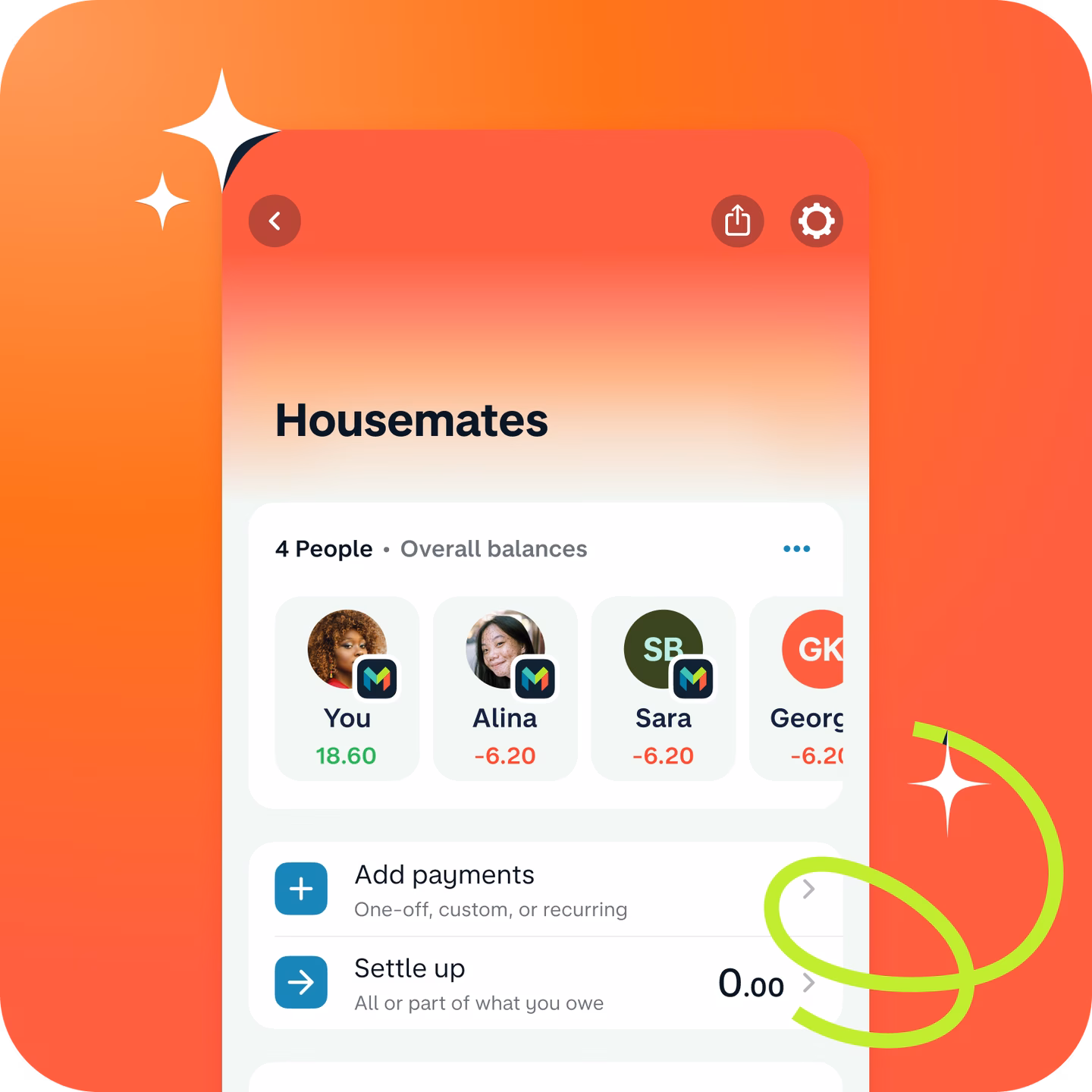 Monzo Split Hero UI