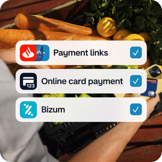 Close-up of the Monzo business app interface on a phone.