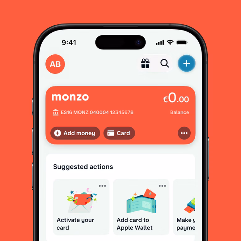 Phone showing a new Monzo account after joining early access.