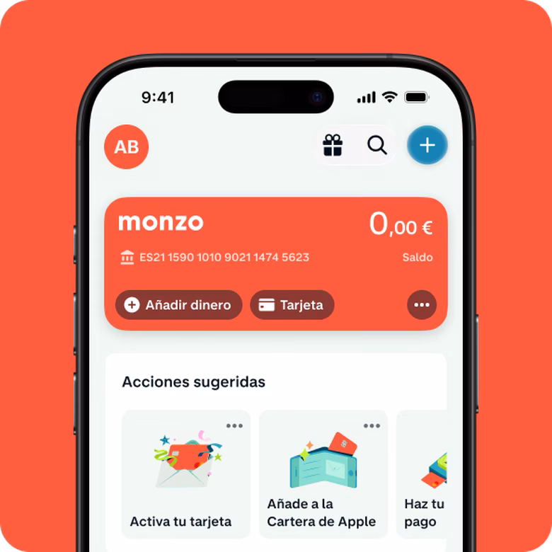 Teléfono que muestra una nueva cuenta de Monzo tras unirse al acceso anticipado.