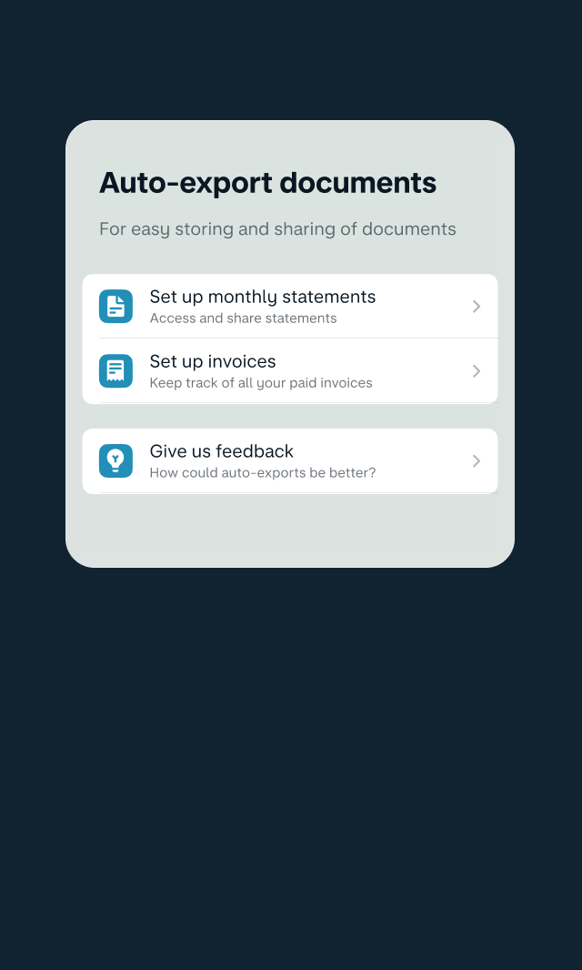Phone displaying automated business money management.