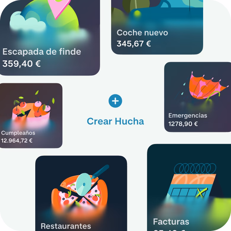 Huchas remuneradas para vacaciones, mantenimiento del coche, emergencias, restaurantes y recibos.