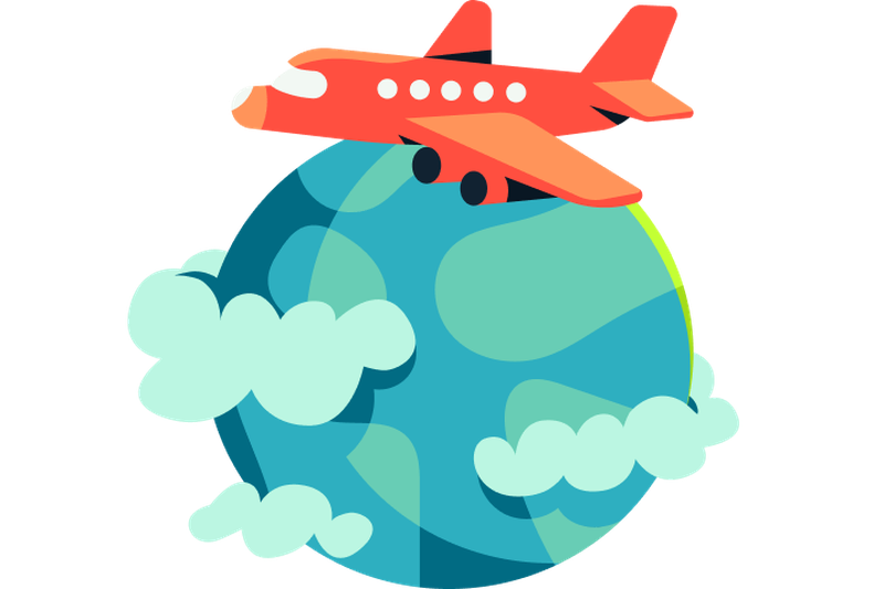 Avión sobre un globo terráqueo, que representa los pagos internacionales y los tipos de cambio.