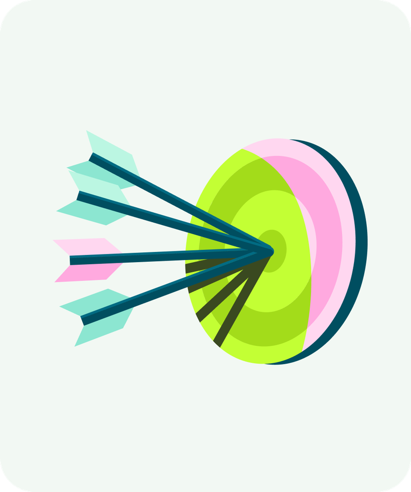 Illustration of arrows hitting the centre of a target