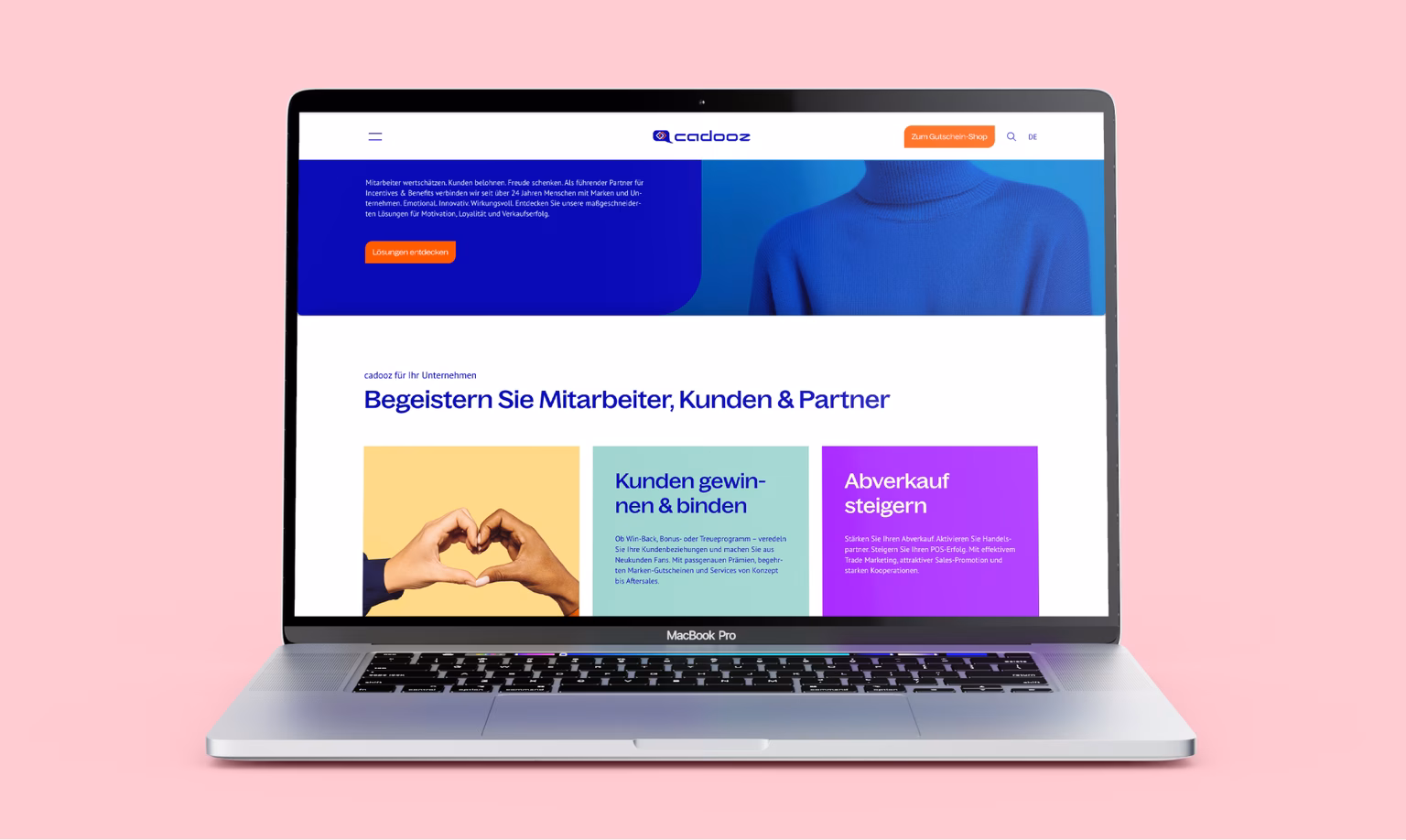 Laptop mit offener Cadooz Website