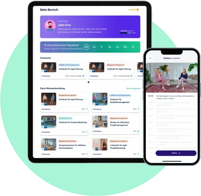 thekey.academy App auf Tablet und Smartphone