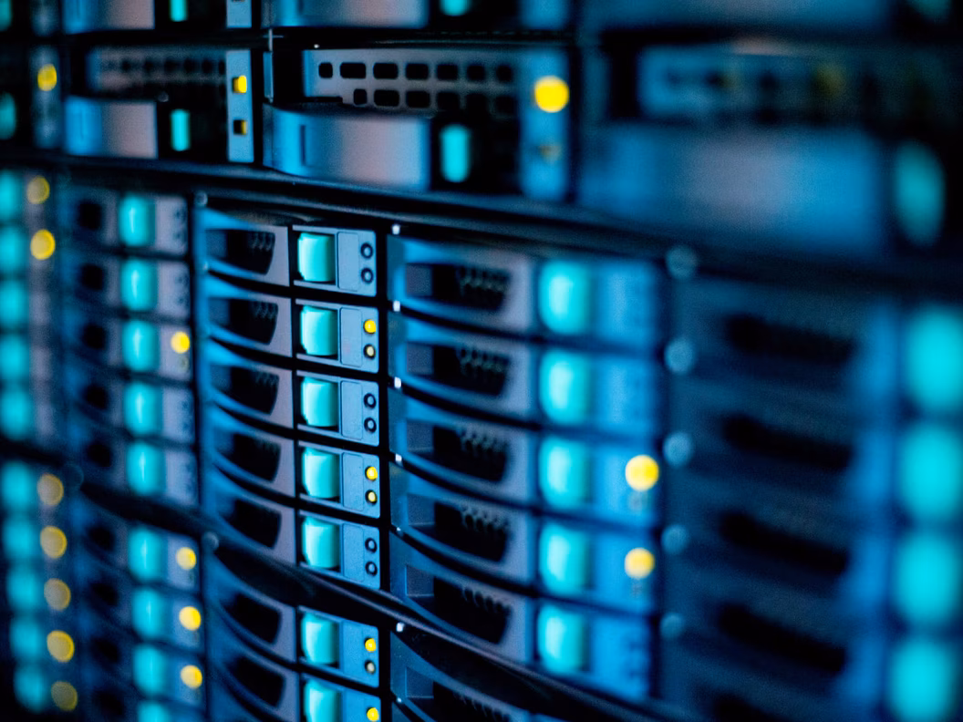 Close-up shot of server storage