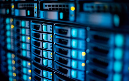 Close-up shot of server storage