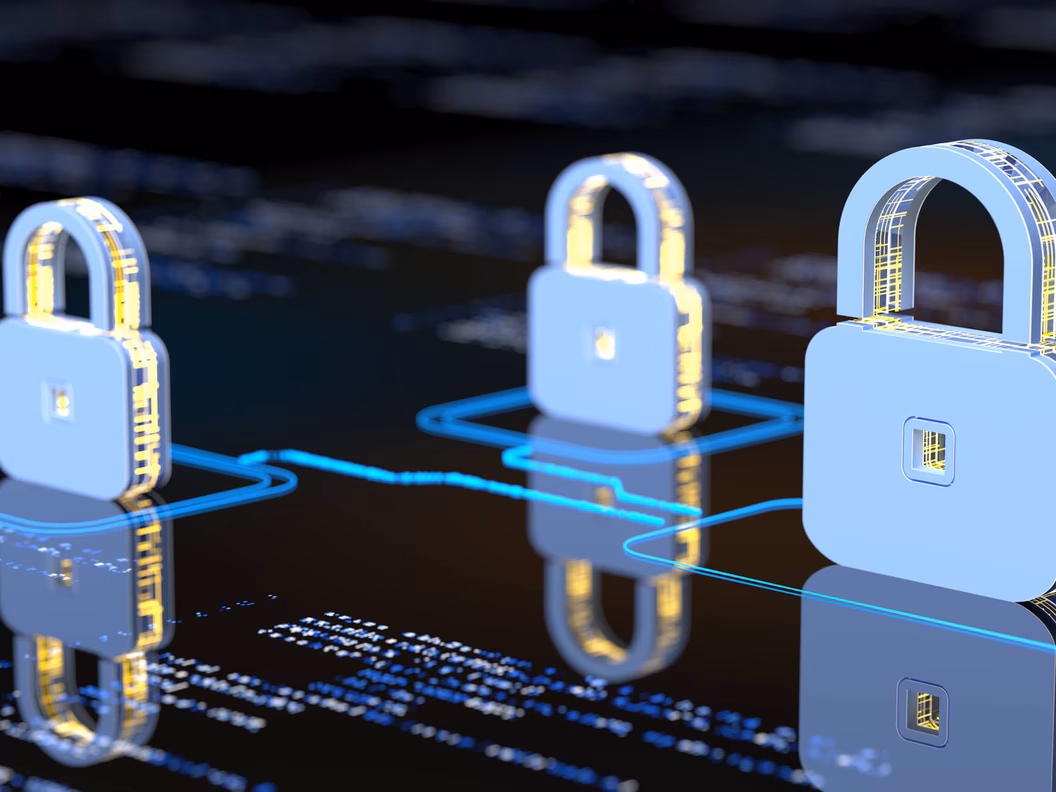 Abstraktes Bild IT Security Beratung digitale Flows zu digitalen Schlössern