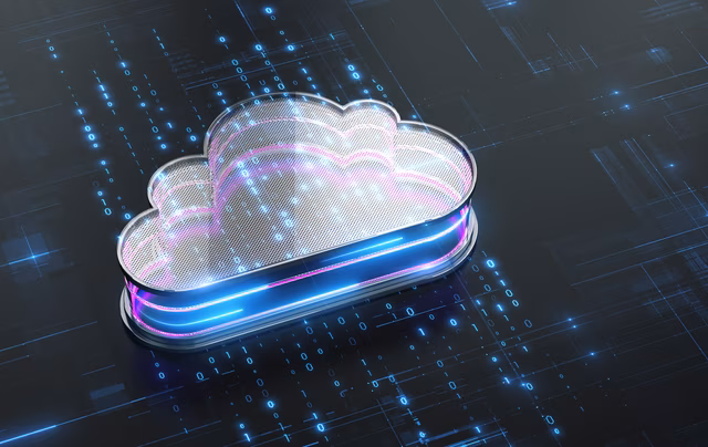 3D Illustration von digitaler Cloud mit digitalem Datencode