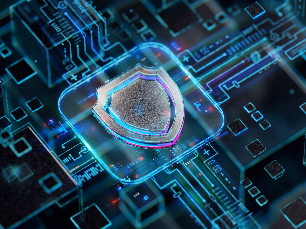 Futuristisches Schildsymbol in der Welt des technologischen Fortschritts und der Innovation