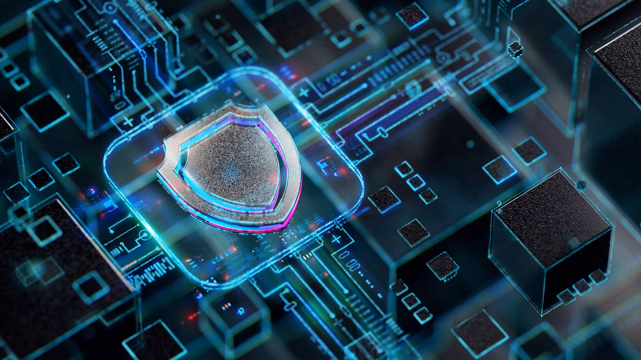 Futuristisches Schildsymbol in der Welt des technologischen Fortschritts und der Innovation