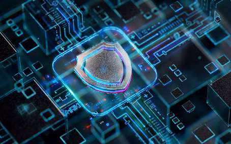 Futuristisches Schildsymbol in der Welt des technologischen Fortschritts und der Innovation