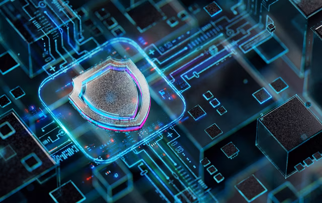 Futuristisches Schildsymbol in der Welt des technologischen Fortschritts und der Innovation
