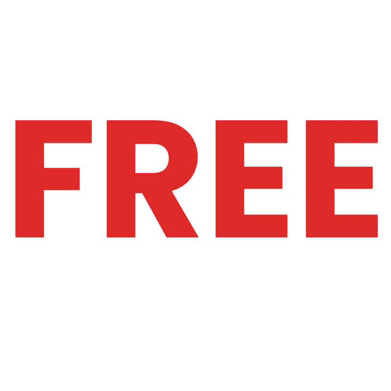 Bold red text “FREE” on a plain white background.