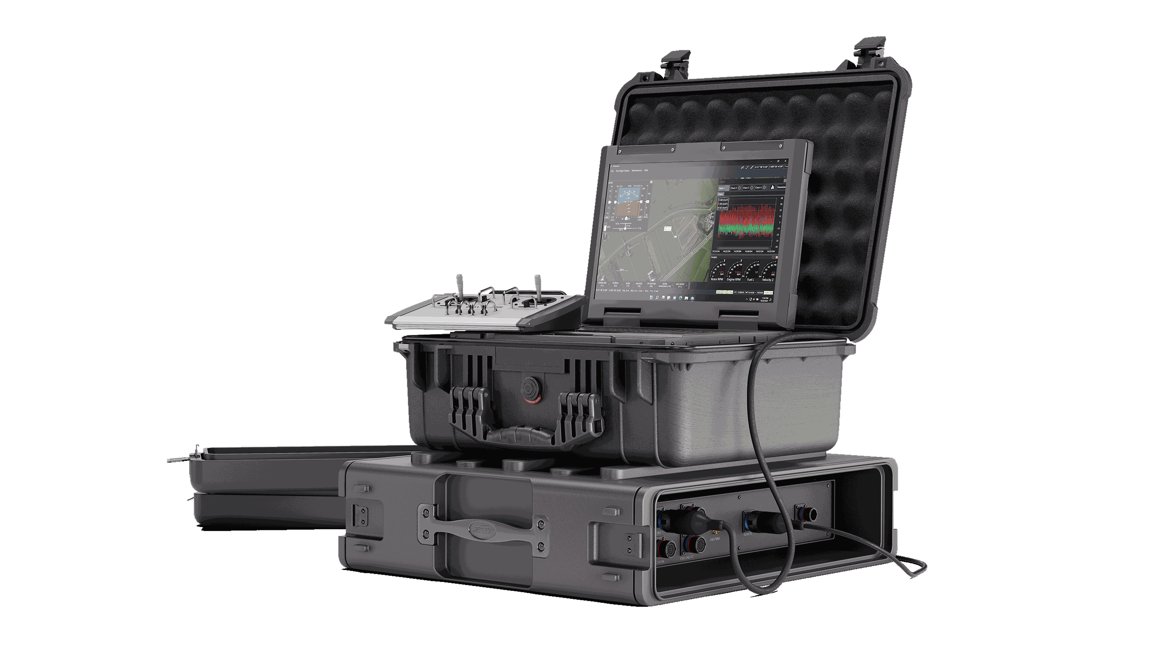 Ground Controll Station in a ruggedized case.