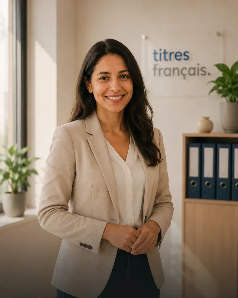 Portrait d’une référente Titres Français dans son bureau.