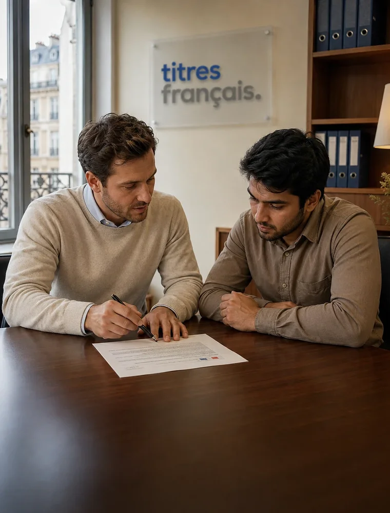 Conseiller et client relisant une lettre de refus