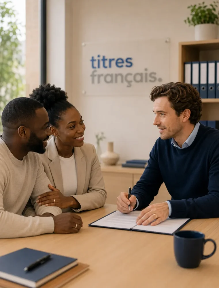 Conseiller et couple signant un dossier