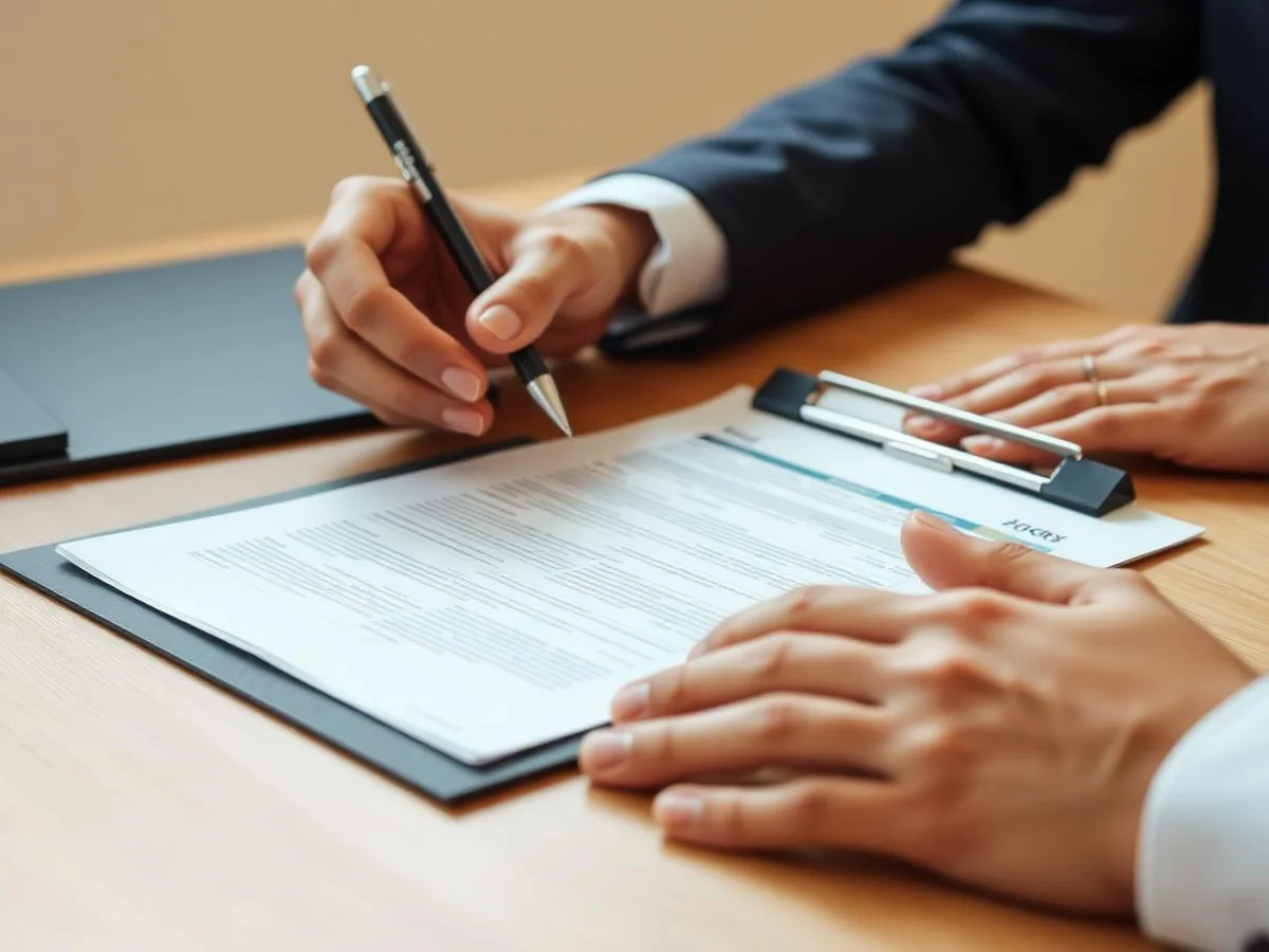 Deux personnes examinant un dossier administratif lors d'un rendez-vous d'accompagnement