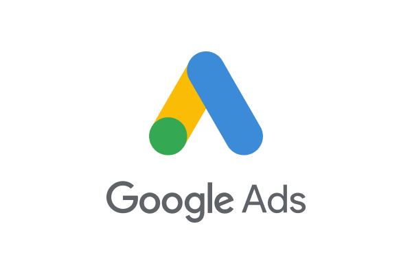 Google Ads logo with a stylized blue, yellow, and green "A" above the text "Google Ads" in gray.