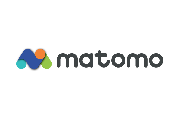 Matomo logo with a colorful abstract "M" design in blue, orange, and green next to the text "matomo" in lowercase.