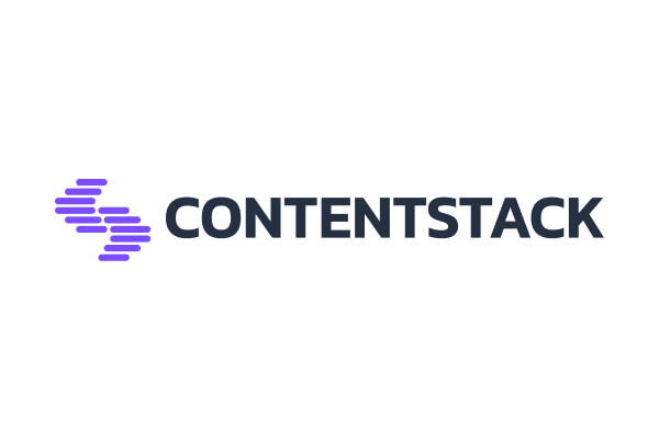 Logo of Contentstack featuring a purple stylized "S" symbol next to the word "Contentstack" in bold, dark gray text.