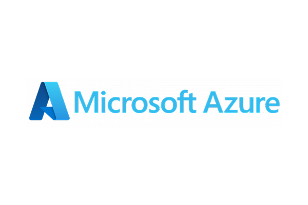 Microsoft Azure logo with a stylized blue "A" icon and the text "Microsoft Azure" in light blue on a black background.