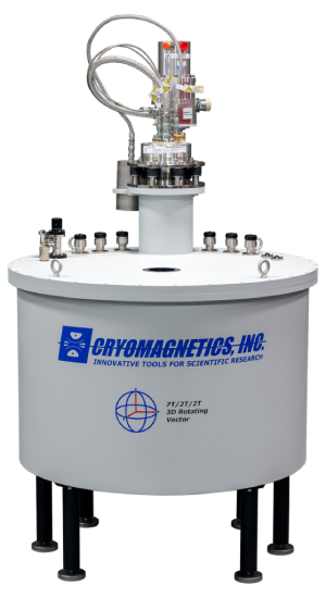 7.0-2.0-2.0 Tesla 3-axis cryogen-free superconducting magnet system with vertical room temperature bore