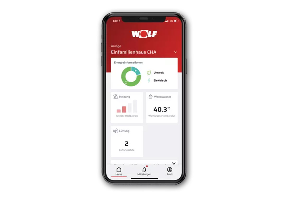 smartphone mit geöffneter wolf app