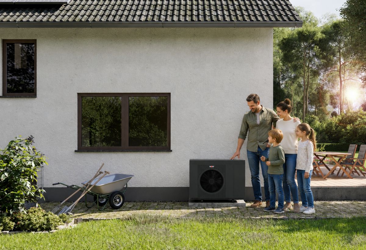Saniertes Haus mit CHA SE Wärmepumpe und Familie