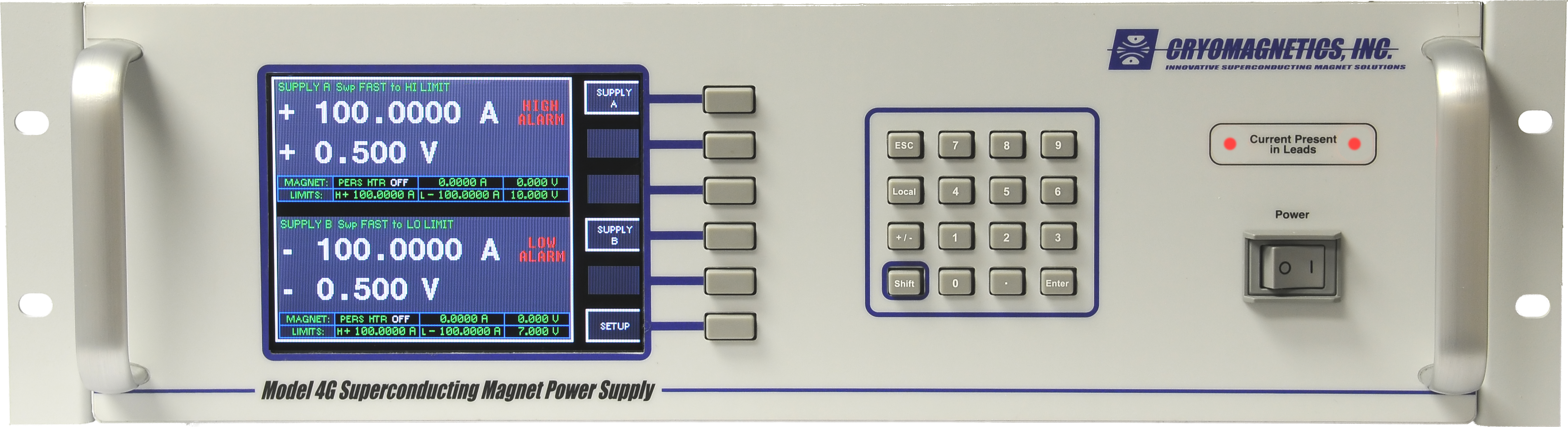 Model 4G-Dual superconducting magnet power supply — front view