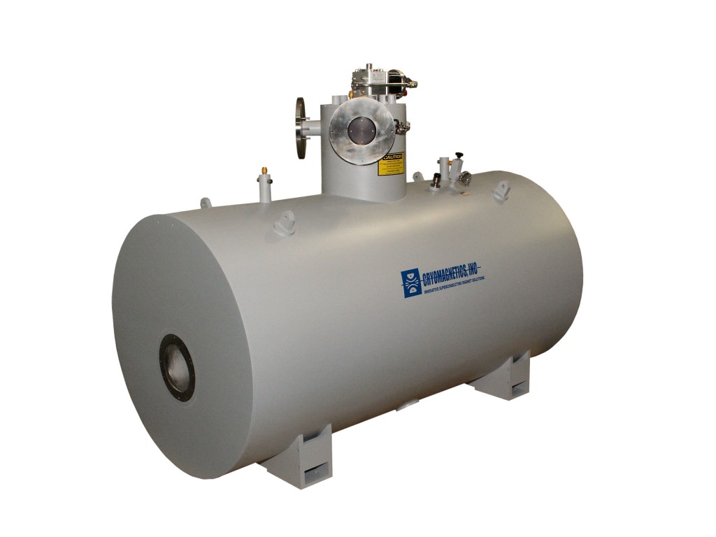 Recondensing horizontal superconducting magnet system for ion trap research