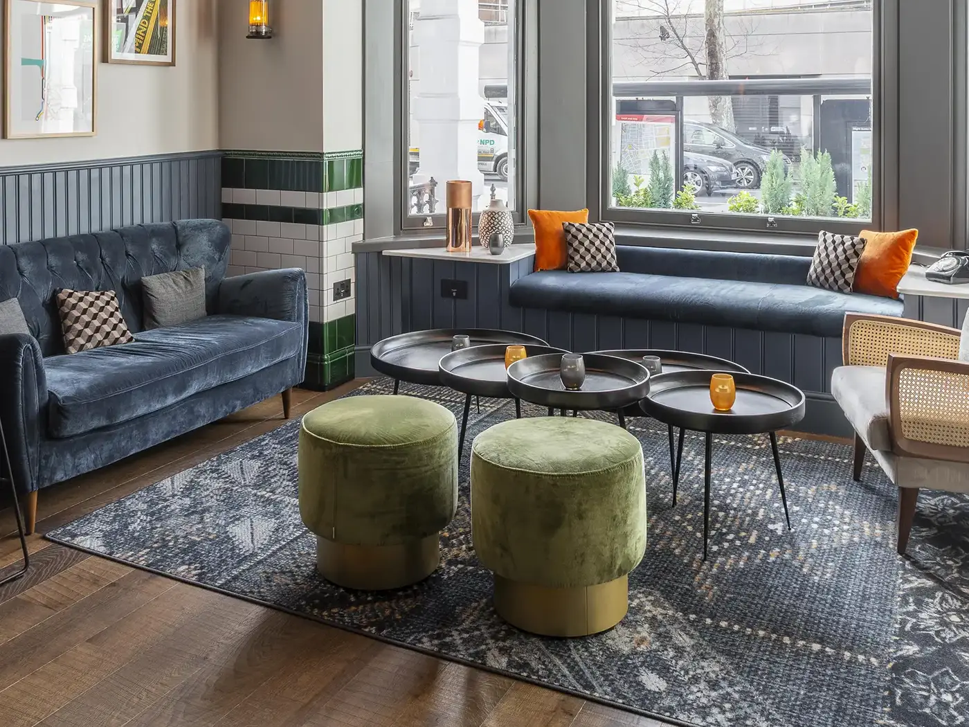 Sonata Pouffe installed in a hospitality interior
