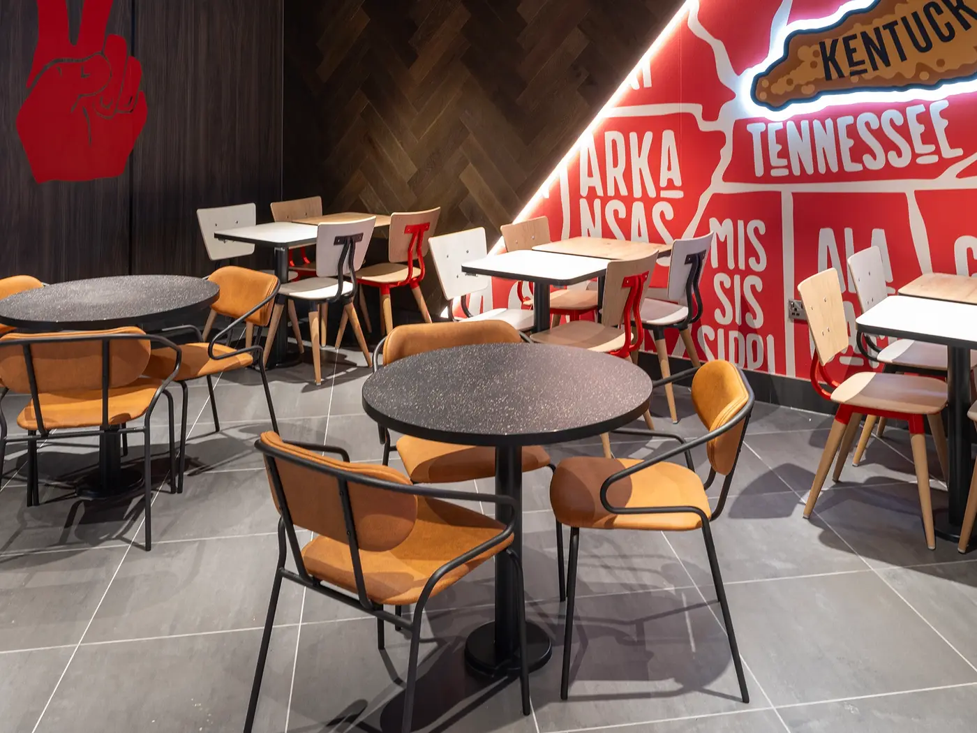 Column Table Base installed in a hospitality interior
