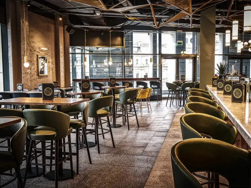Horizon Air Barstool installed in a hospitality interior